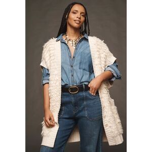 Anthropologie Plus Short-Sleeve Open-Front Cardigan Sweater